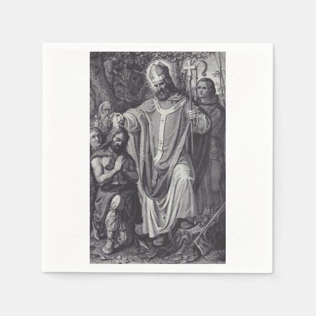 Servilleta De Papel Mono benedictino inglés de Saint Boniface (Anverso)