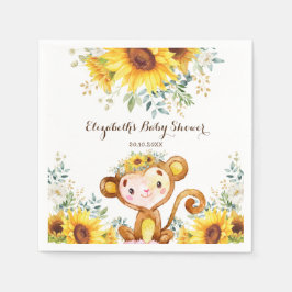Servilleta De Papel Mono de verano acuarela Sunflower Baby Shower