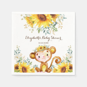 Servilleta De Papel Mono verano color agua girasol Baby Shower