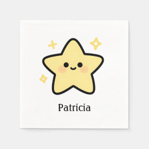 Servilleta De Papel Monoagrama de estrella amarilla kawaii caprichoso