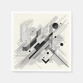 Servilleta De Papel Monochrome Geometric Linework