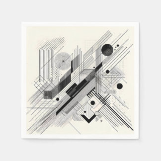 Servilleta De Papel Monochrome Geometric Linework