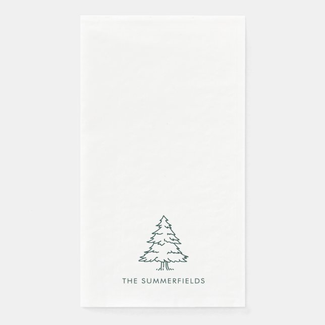Servilleta De Papel Monogram Christmas Pine Tree Holiday Family (Anverso)