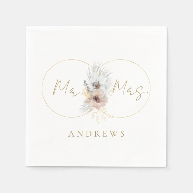 Servilleta De Papel Monogram Floral Hochzeiten    Serviette (Anverso)