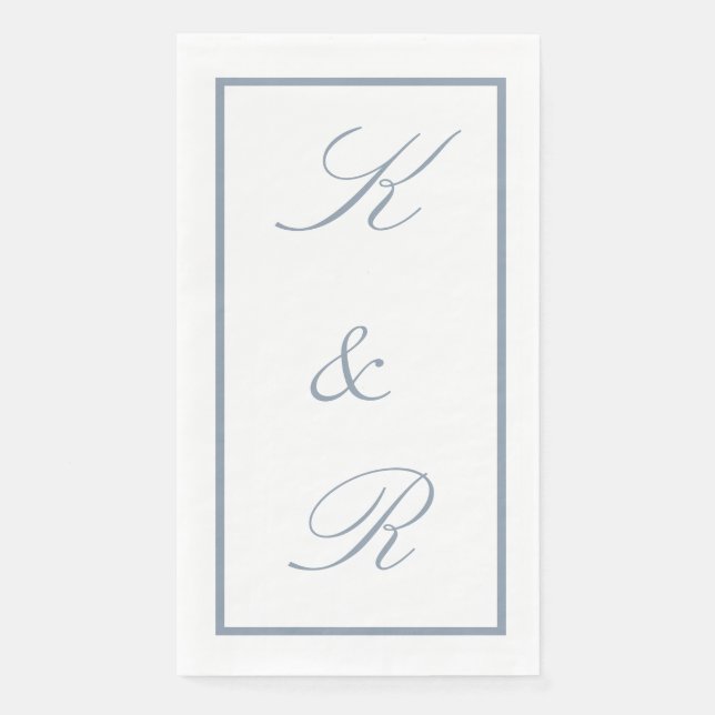 Servilleta De Papel Monogram Initial Dusty Blue Wedding Modern Script (Anverso)