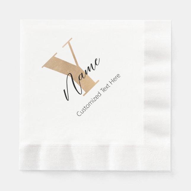 Servilleta De Papel Monogram with Initial Y & Custom Name Personalized (Anverso)