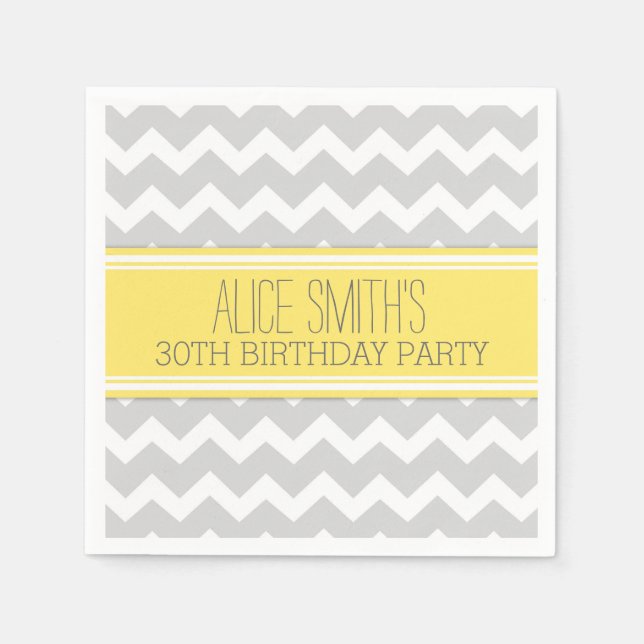 Servilleta De Papel Monograma 30 Napkin Amarillo Chevron (Anverso)