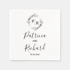 Servilleta De Papel Monograma acuarela Boda floral