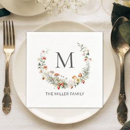 Servilleta De Papel Monograma acuarela sinusal Floral Botánica