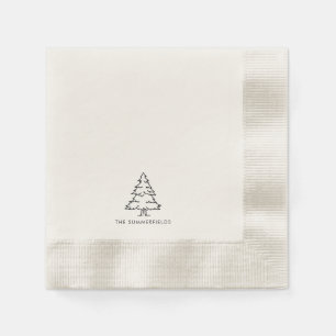 Servilleta De Papel Monograma Árbol de Navidad Familia Reunión de vaca
