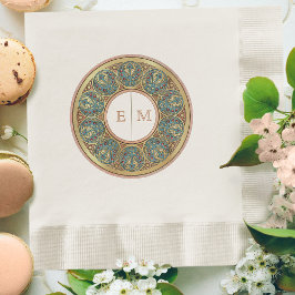 Servilleta De Papel Monograma Art Nouveau Mucha Iniciales Champagne Go