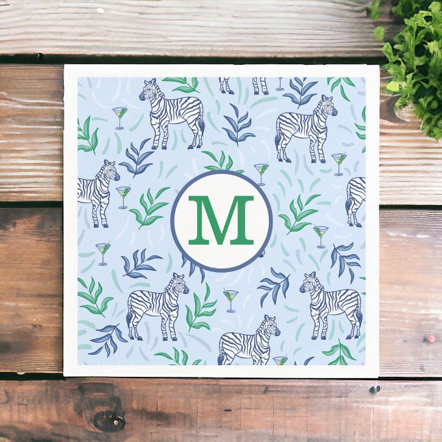 Servilleta De Papel Monograma azul de cebra martinis de la marina de a (Subido por el creador)