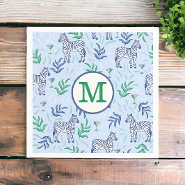 Servilleta De Papel Monograma azul de cebra martinis de la marina de a