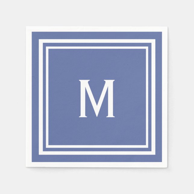 Servilleta De Papel Monograma azul de pizarra de estilo moderno (Anverso)