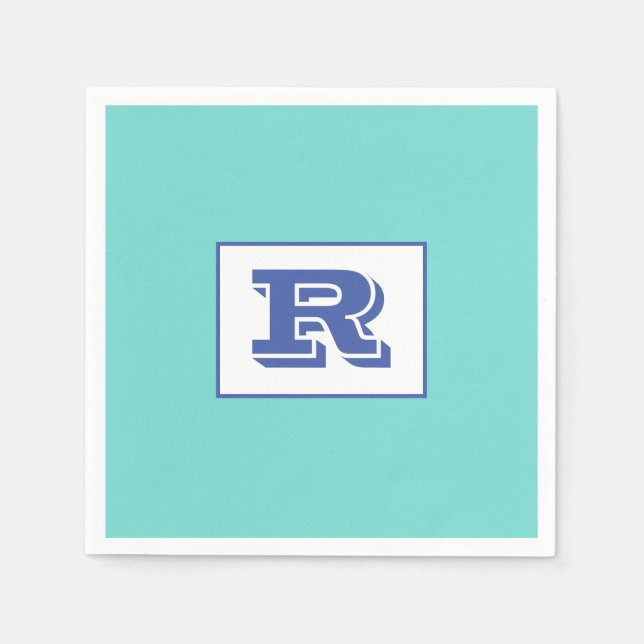 Servilleta De Papel Monograma azul en negrita y negrita grande en Verd (Anverso)