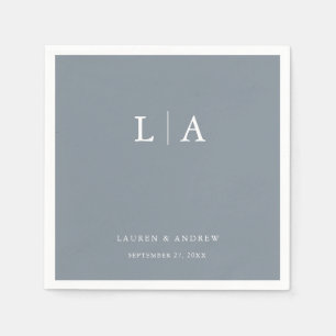 Servilleta De Papel Monograma azul turbio Elegante Boda simple servill