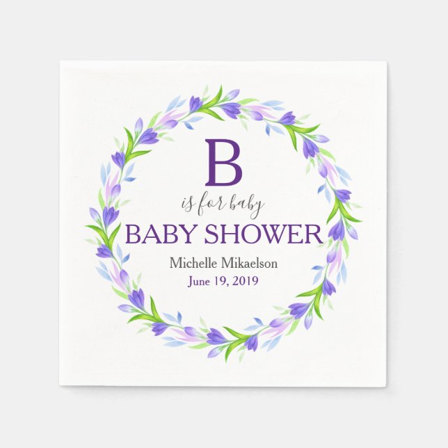 Servilleta De Papel Monograma B para Baby Shower (Anverso)