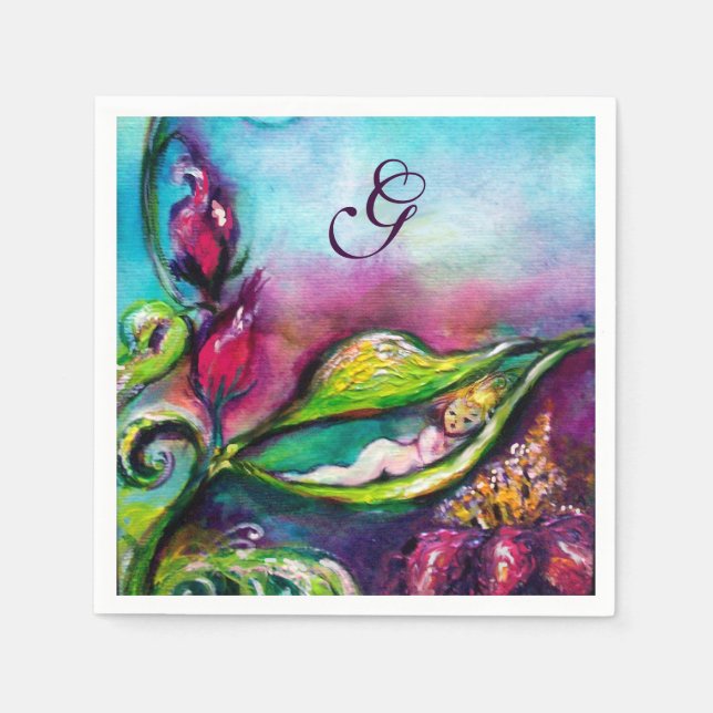 SERVILLETA DE PAPEL MONOGRAMA BABY SHOWER DE THUMBELINA (Anverso)