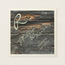 Servilleta De Papel Monograma Barn Wood Bodas Napkins