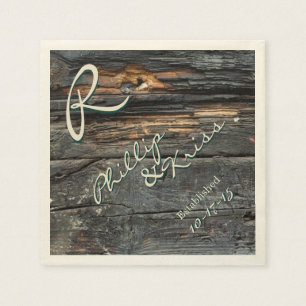Servilleta De Papel Monograma Barn Wood Bodas Napkins