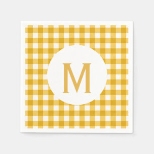 Servilleta De Papel Monograma básico básico de oro de Gingham