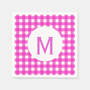 Servilleta De Papel Monograma básico simple de rosado caliente de Ging