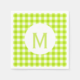 Servilleta De Papel Monograma básico simple Lime Green Gingham