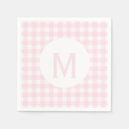 Servilleta De Papel Monograma básico simple rosa pálido de Gingham