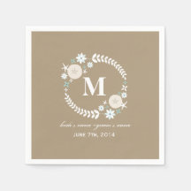 Monograma Beach Wreath Bodas Napkins