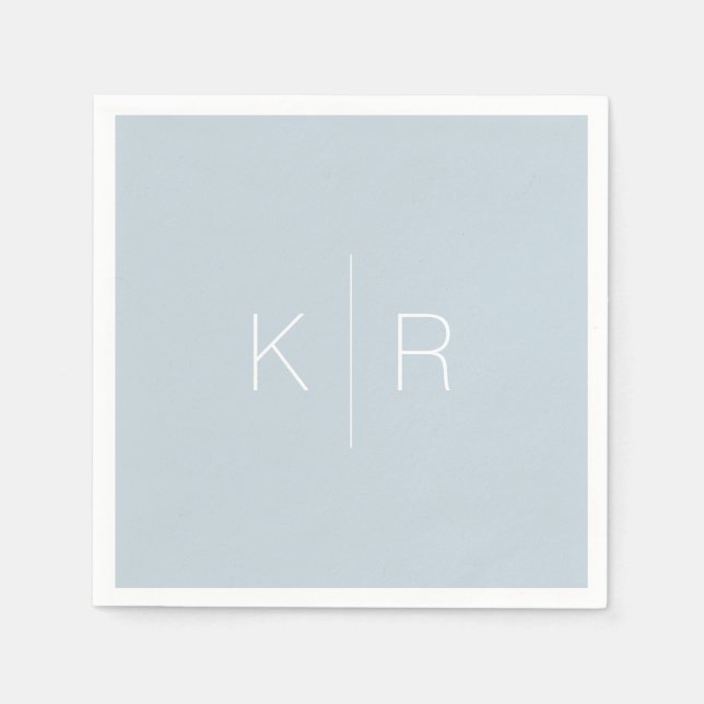 Servilleta De Papel Monograma blanco simple Boda azul turbio (Anverso)