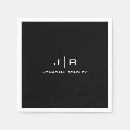 Servilleta De Papel Monograma blanco y negro Nombre completo