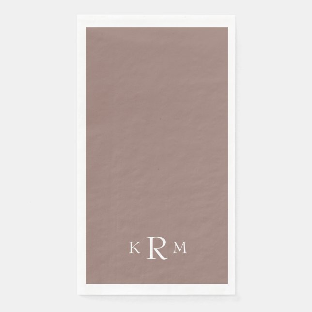 Servilleta De Papel Monograma Blush de Arcilla Texto Blanco (Anverso)