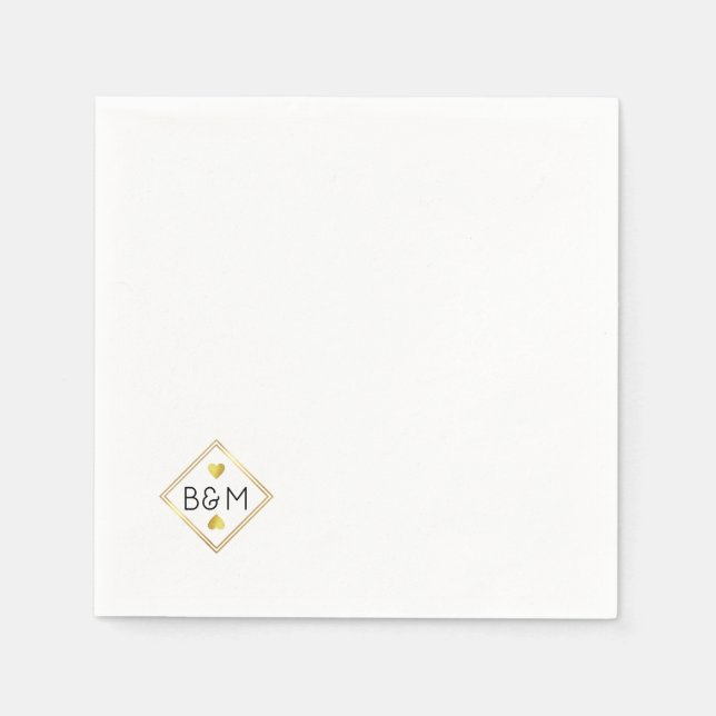 Servilleta De Papel Monograma boda Amor Pareja Casada (Anverso)
