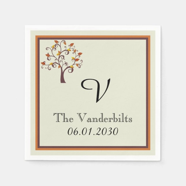 Servilleta De Papel Monograma Boda de caída caprichosa Monograma Boda (Anverso)