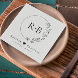 Servilleta De Papel Monograma Boda de flor simple y elegante