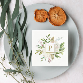 Servilleta De Papel Monograma Boda de los flores dorados