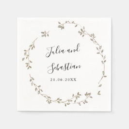 Servilleta De Papel Monograma boda de pequeñas hojas verdes adorables