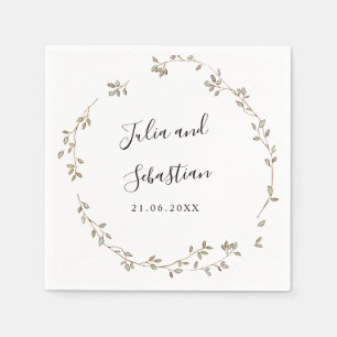 Servilleta De Papel Monograma boda de pequeñas hojas verdes adorables