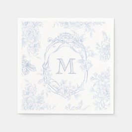 Servilleta De Papel Monograma Boda de tela azul floral inicial