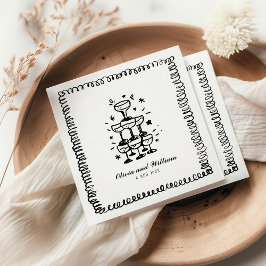 Servilleta De Papel Monograma Boda dibujado a mano caprichosa