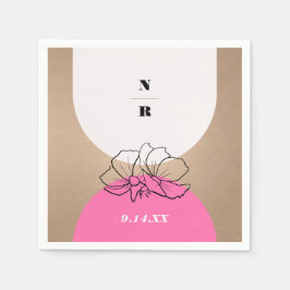 Servilleta De Papel Monograma Boda floral de arco rosado