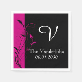 Servilleta De Papel Monograma Boda negro rosa Monograma Boda