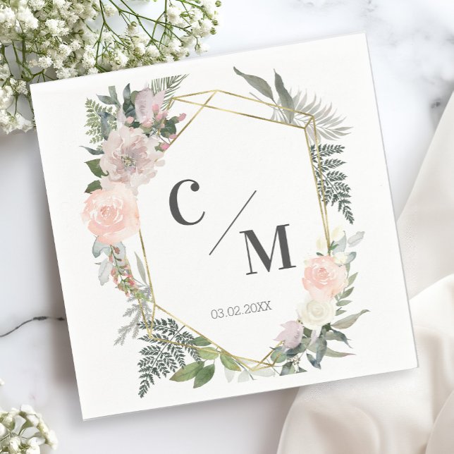 Servilleta De Papel Monograma Bodas Florales (Subido por el creador)