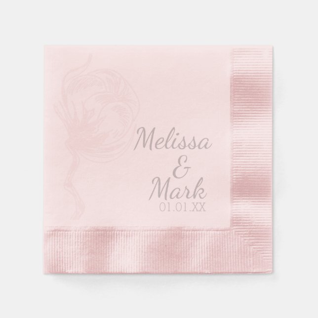 Servilleta De Papel Monograma Botánico de Algodón Rosa (Anverso)