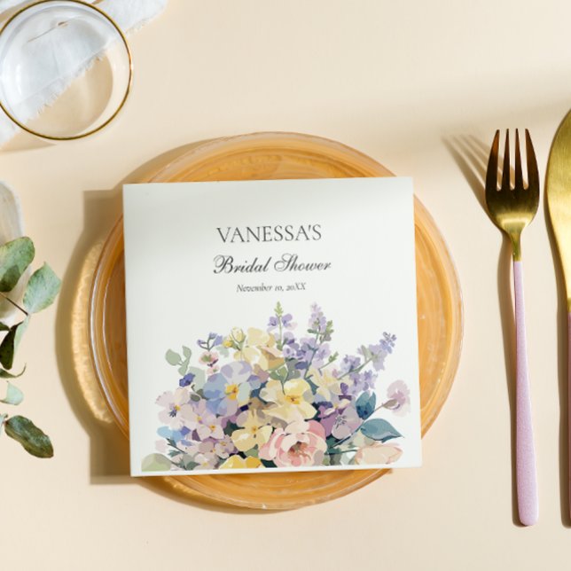 SERVILLETA DE PAPEL MONOGRAMA BRIDAL DE FLORES DE SALVAJES DE PASTEL B (Subido por el creador)