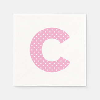 Servilleta De Papel Monograma C Negrita con Lunares Blancos y Rosa
