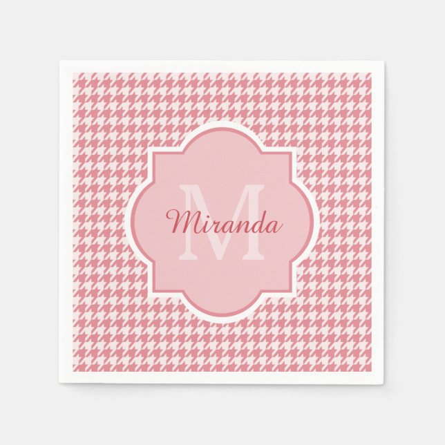Servilleta De Papel Monograma Chic Rosa con Estampado de Patas de Perd (Anverso)