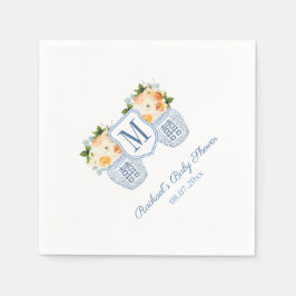 Servilleta De Papel Monograma Chinoiserie Flores de otoño Baby Shower