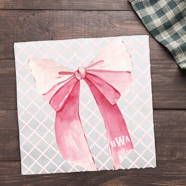 Servilleta De Papel Monograma Cinta rosa Coquette Napkin (Subido por el creador)