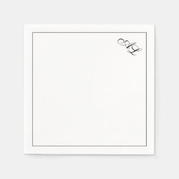 Servilleta De Papel Monograma clásico Boda tradicional blanco y negro